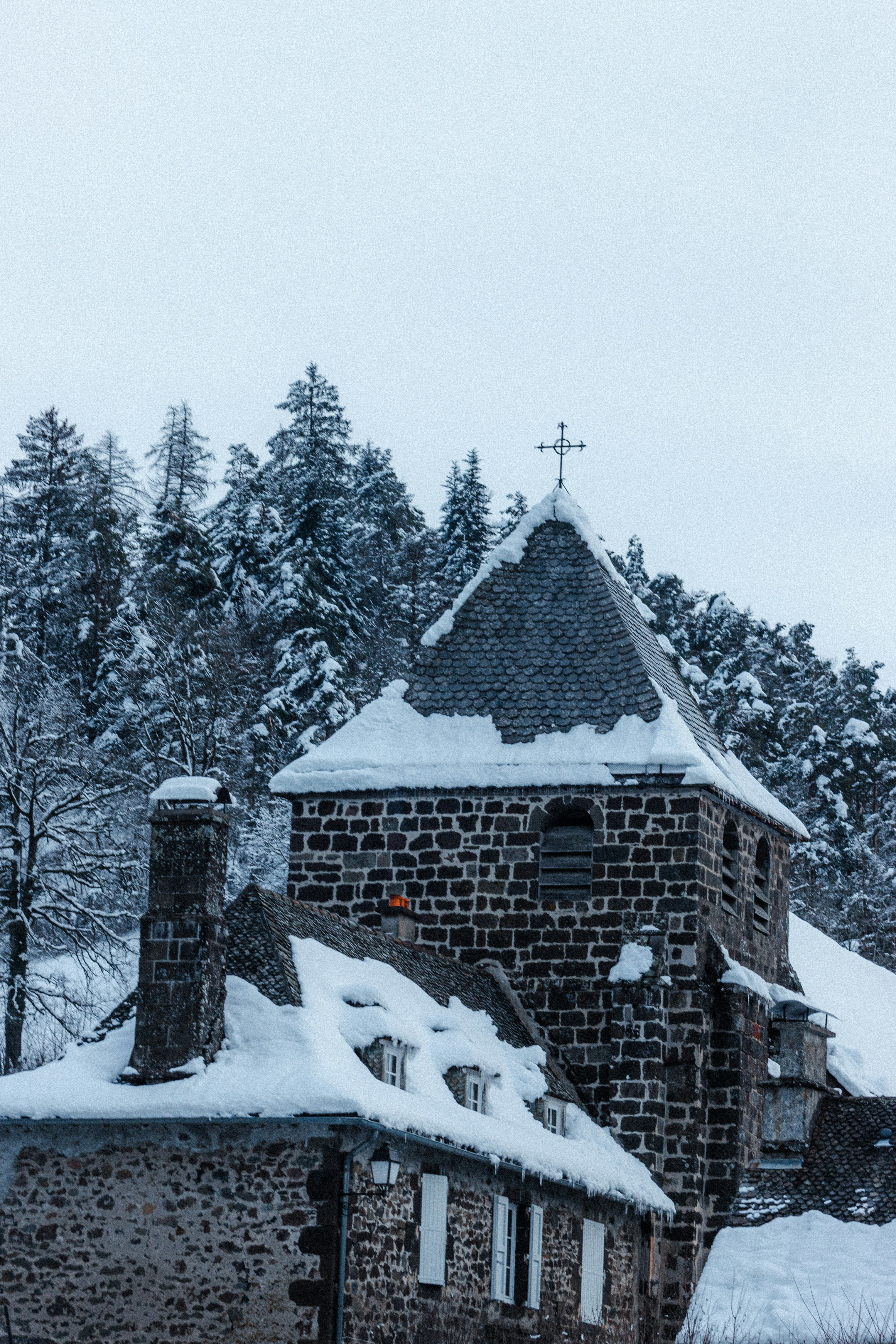 brown wooden house covered with snow